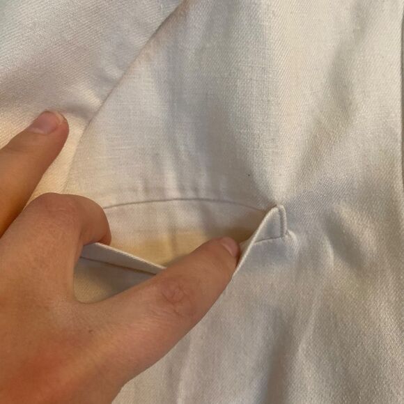 American Eagle Cream Linen Cropped Long Sleeve Button Blazer Size Small - Picture 6 of 9